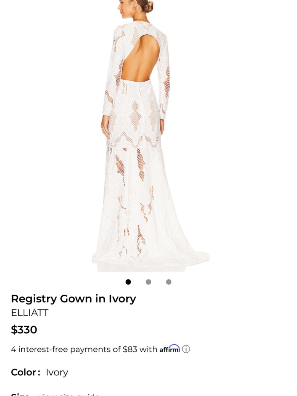 Elliatt Registry Gown in Ivory - Picture 2 of 3